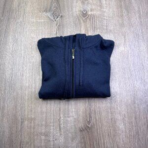 Horst Mens Navy Blue Classic Long Sleeve Full Zip Up Cardigan Hoodie Size Large
